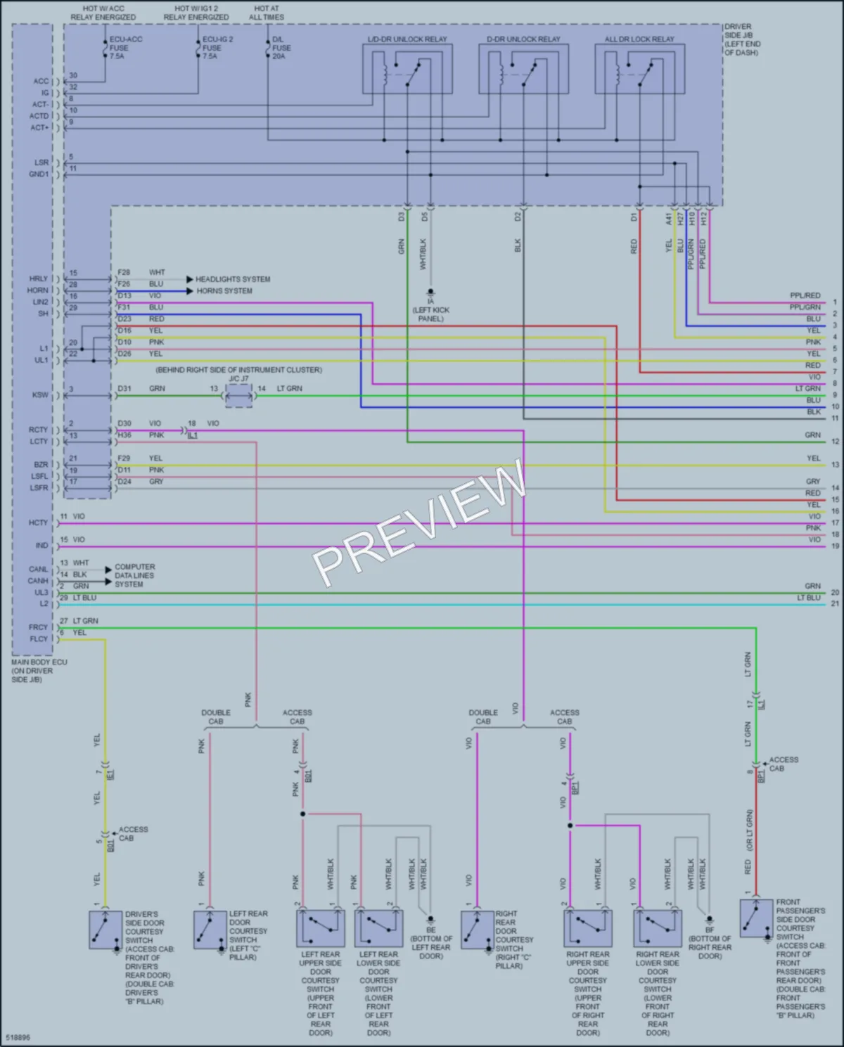 2017 Toyota Tacoma Power Door Locks wiring diagram preview