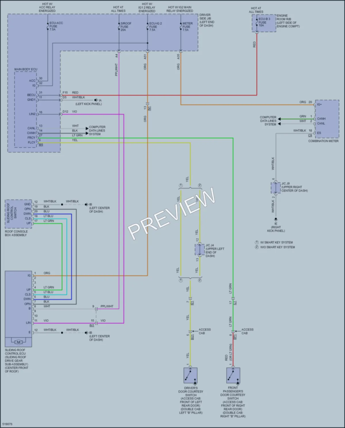 2017 Toyota Tacoma Power Top Sunroof wiring diagram preview