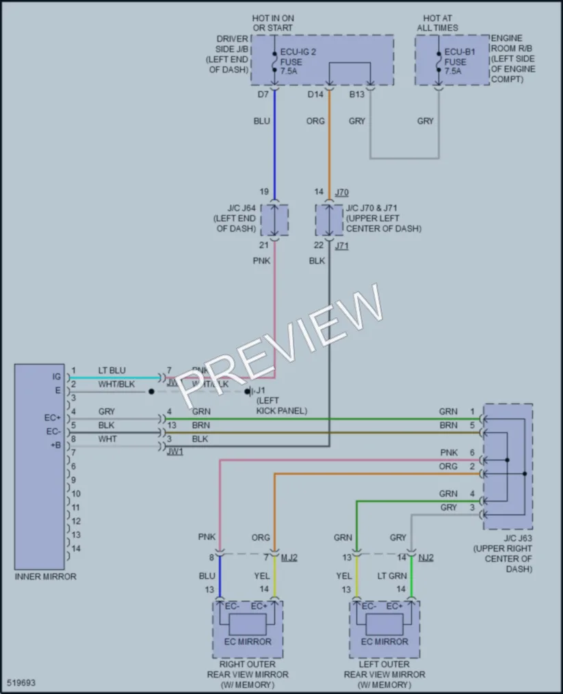 2017 Toyota Tundra Power Mirrors wiring diagram preview