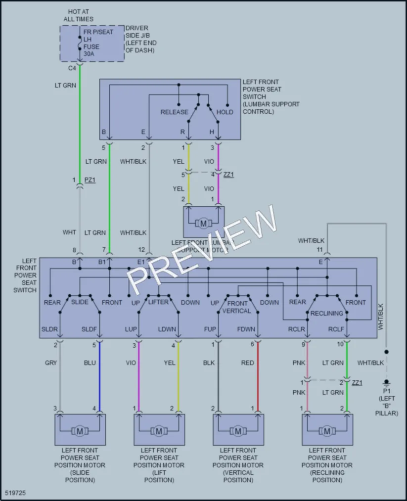 2017 Toyota Tundra Power Seats wiring diagram preview