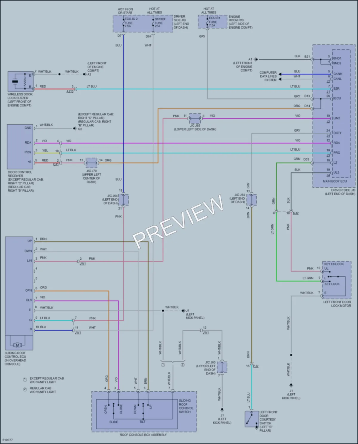 2017 Toyota Tundra Power Top Sunroof wiring diagram preview