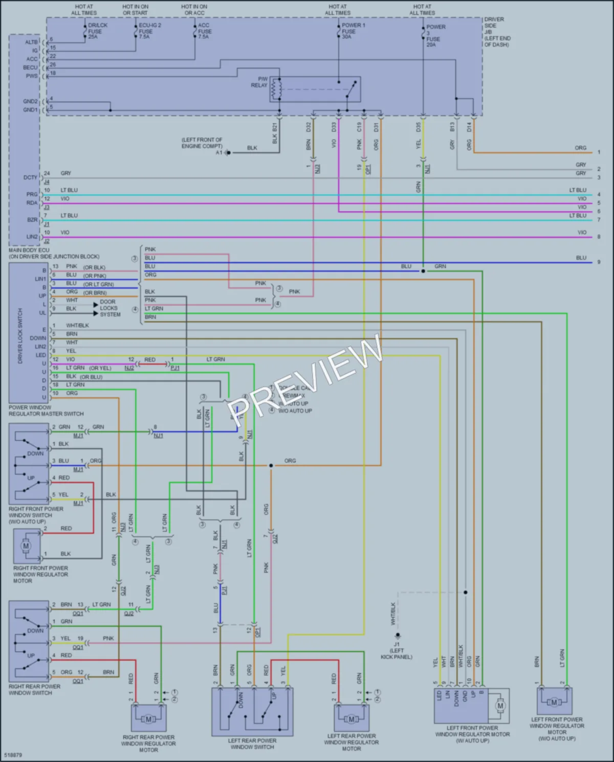 2017 Toyota Tundra Power Windows wiring diagram preview