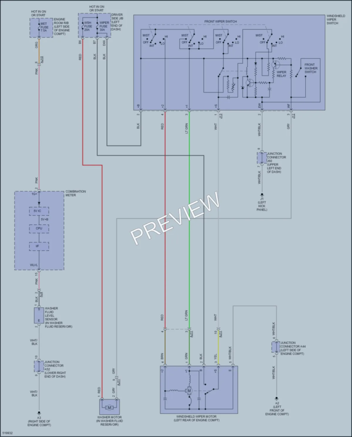 2017 Toyota Tundra Wiper Washer wiring diagram preview