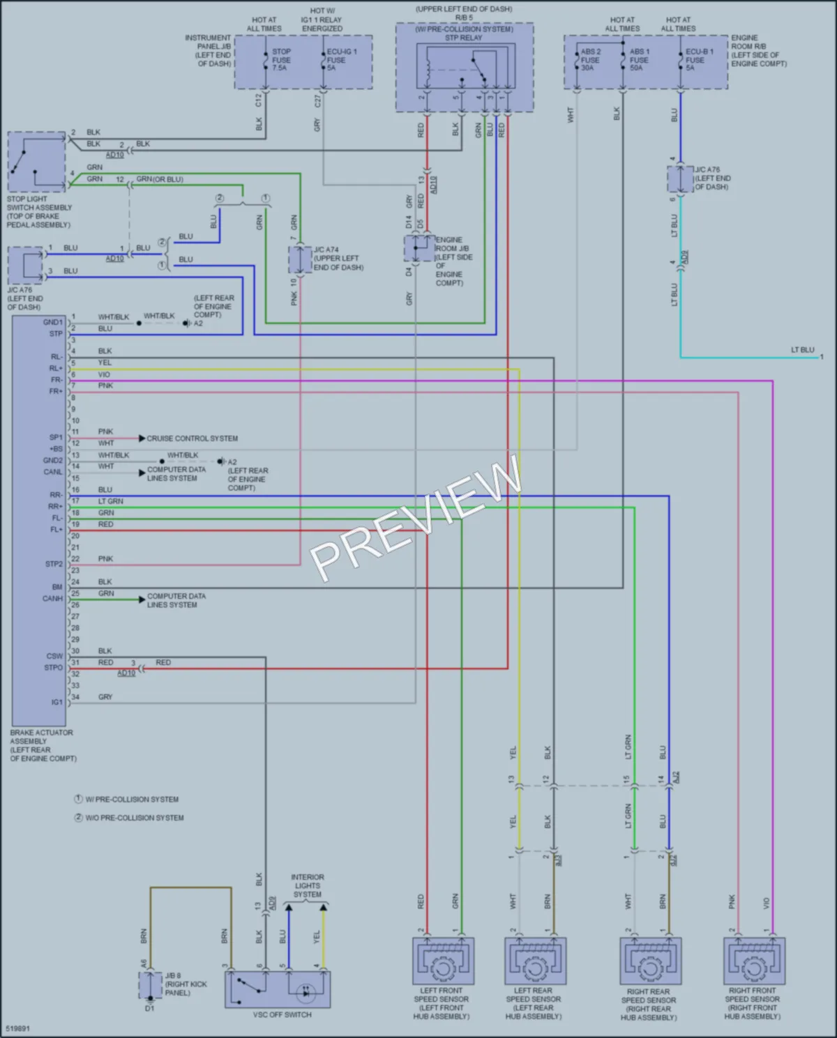 2017 Toyota Yaris Anti Lock Brakes wiring diagram preview