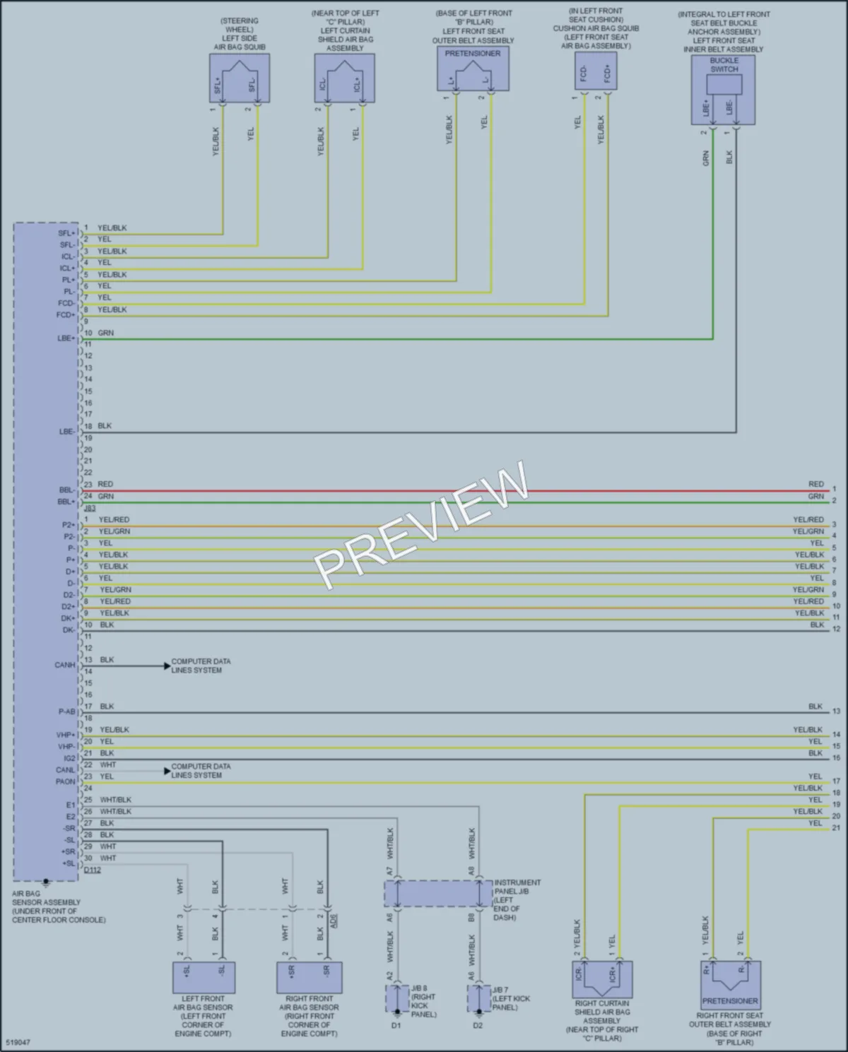 2017 Toyota Yaris Supplemental Restraints wiring diagram preview