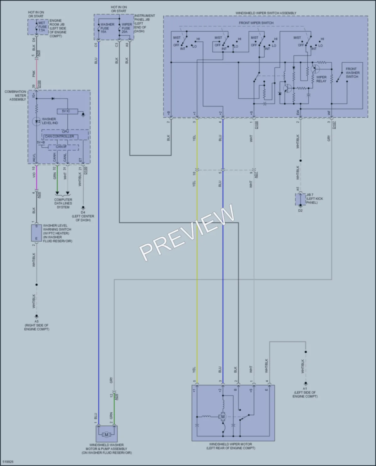 2017 Toyota Yaris Wiper Washer wiring diagram preview