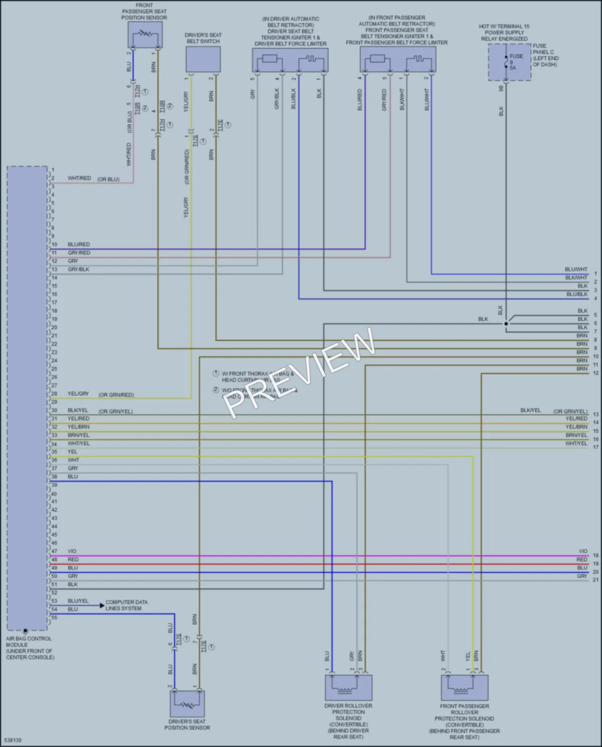 2017 Volkswagen Beetle Supplemental Restraints wiring diagram preview