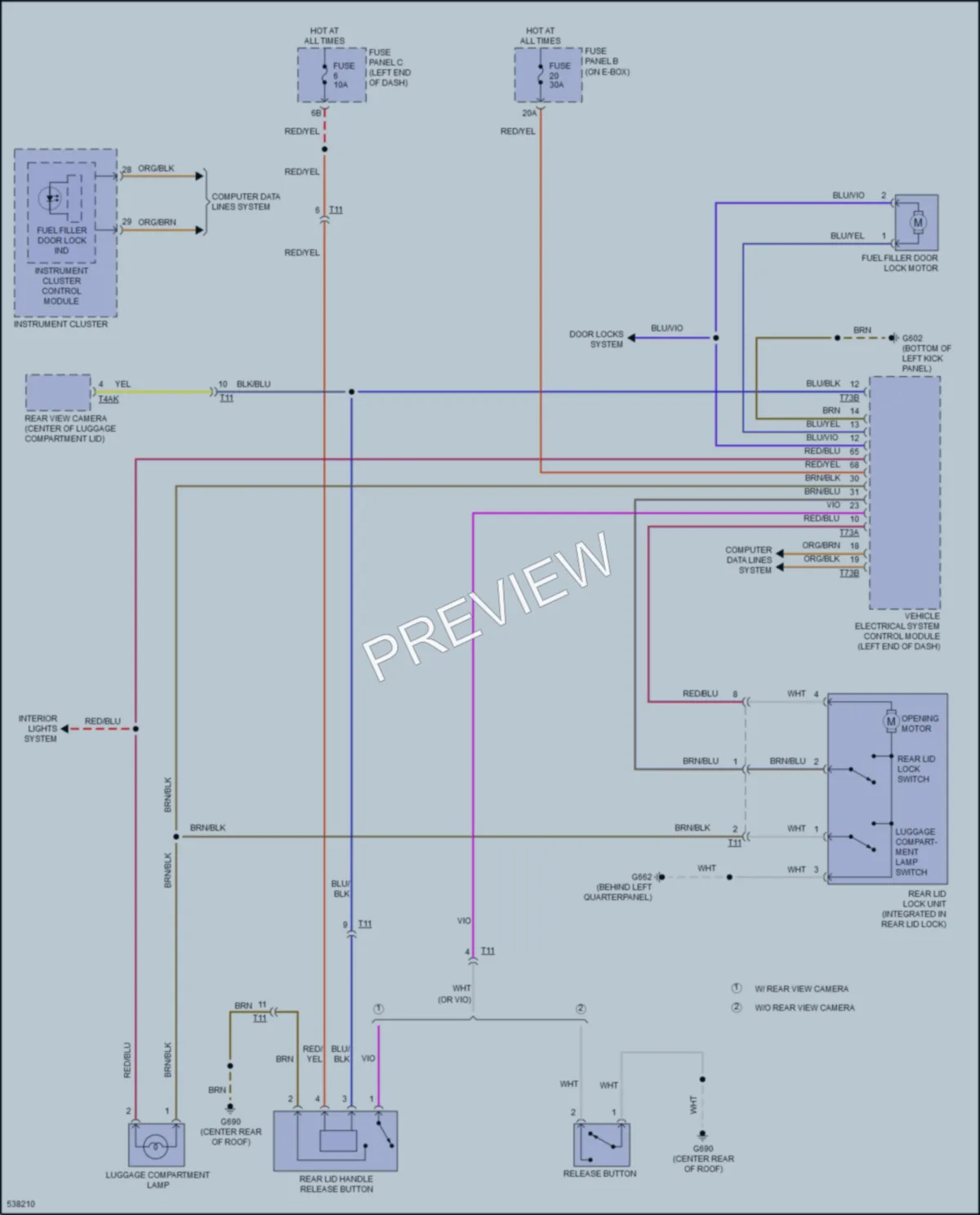 2017 Volkswagen Beetle Trunk Tailgate Fuel Door wiring diagram preview