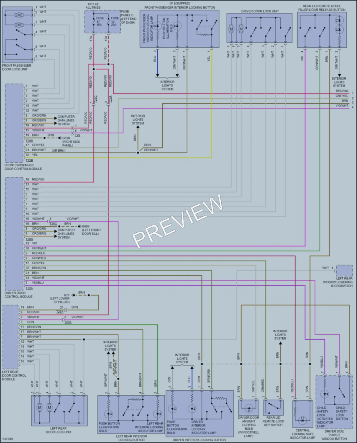 2017 Volkswagen CC Power Door Locks wiring diagram preview