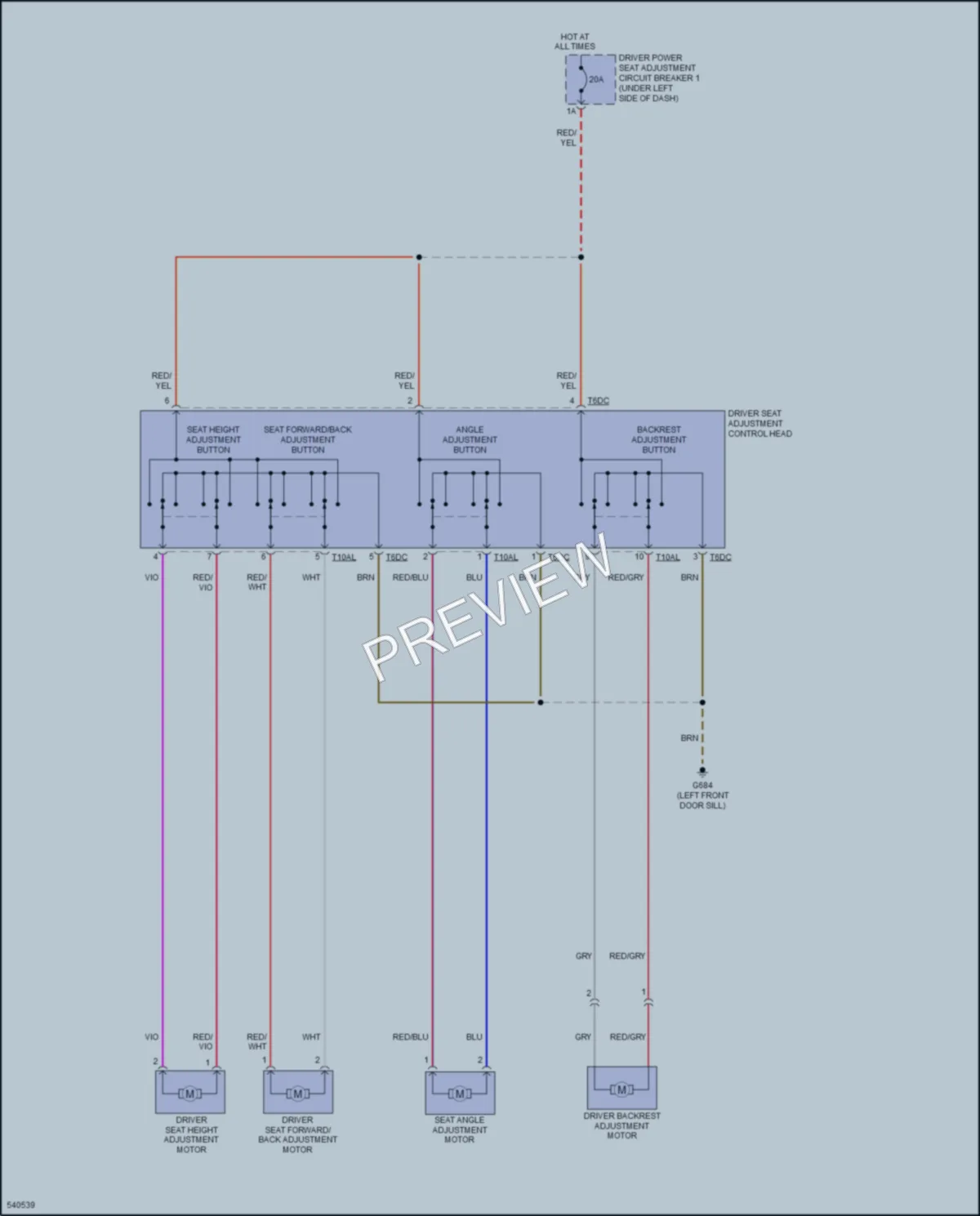2017 Volkswagen CC Power Seats wiring diagram preview