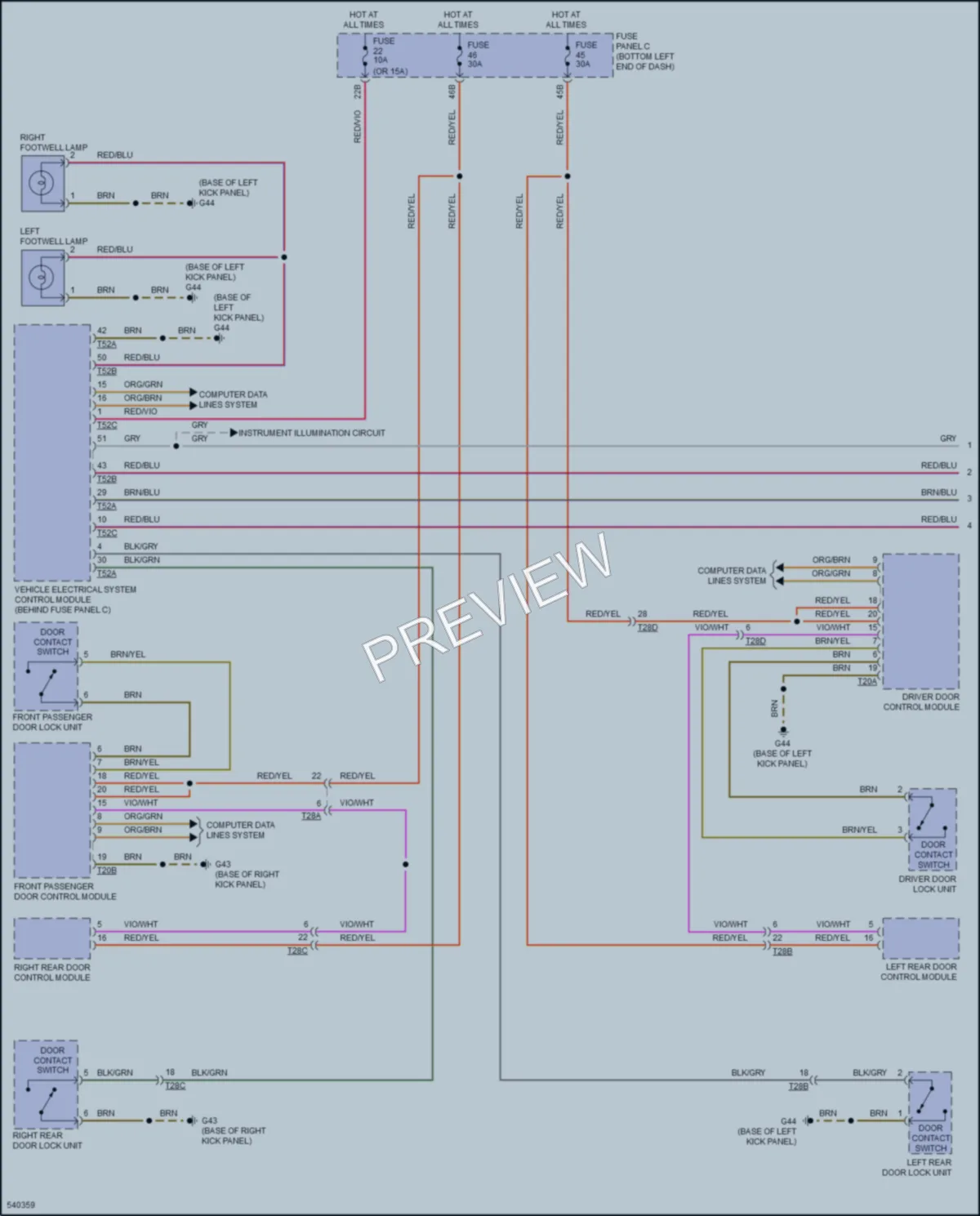 2017 Volkswagen GLI Interior Lights wiring diagram preview