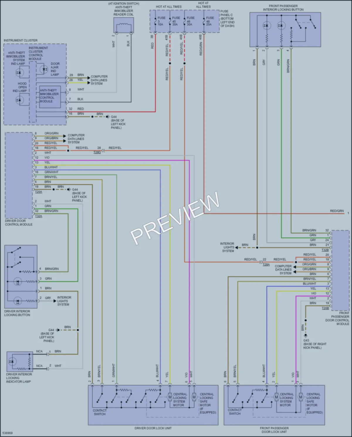 2017 Volkswagen GLI Power Door Locks wiring diagram preview