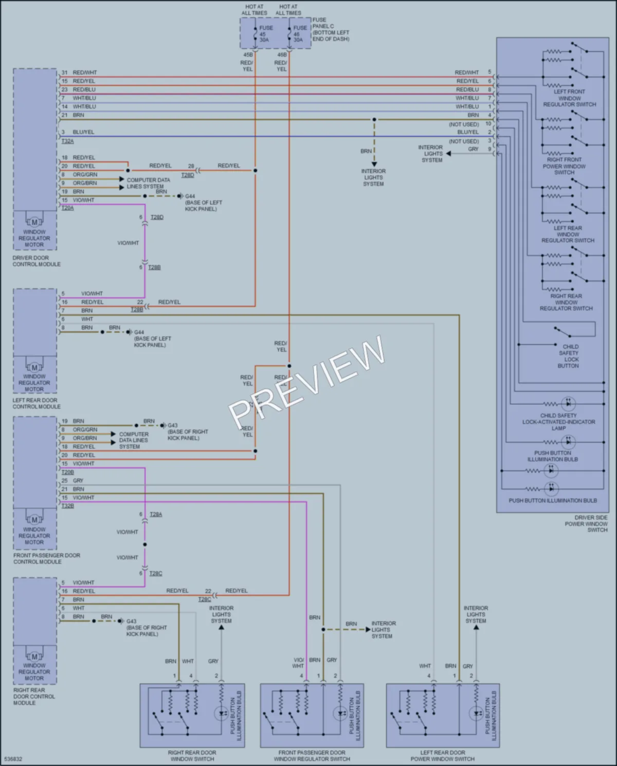 2017 Volkswagen GLI Power Windows wiring diagram preview