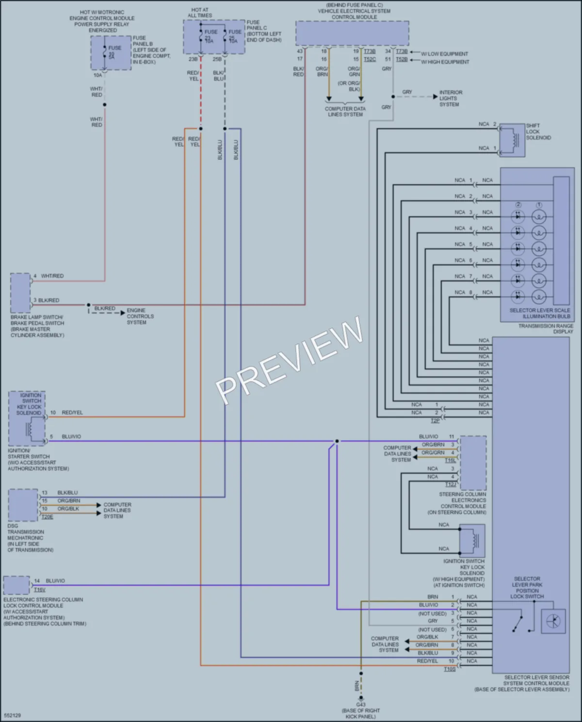 2017 Volkswagen GLI Shift Interlock wiring diagram preview