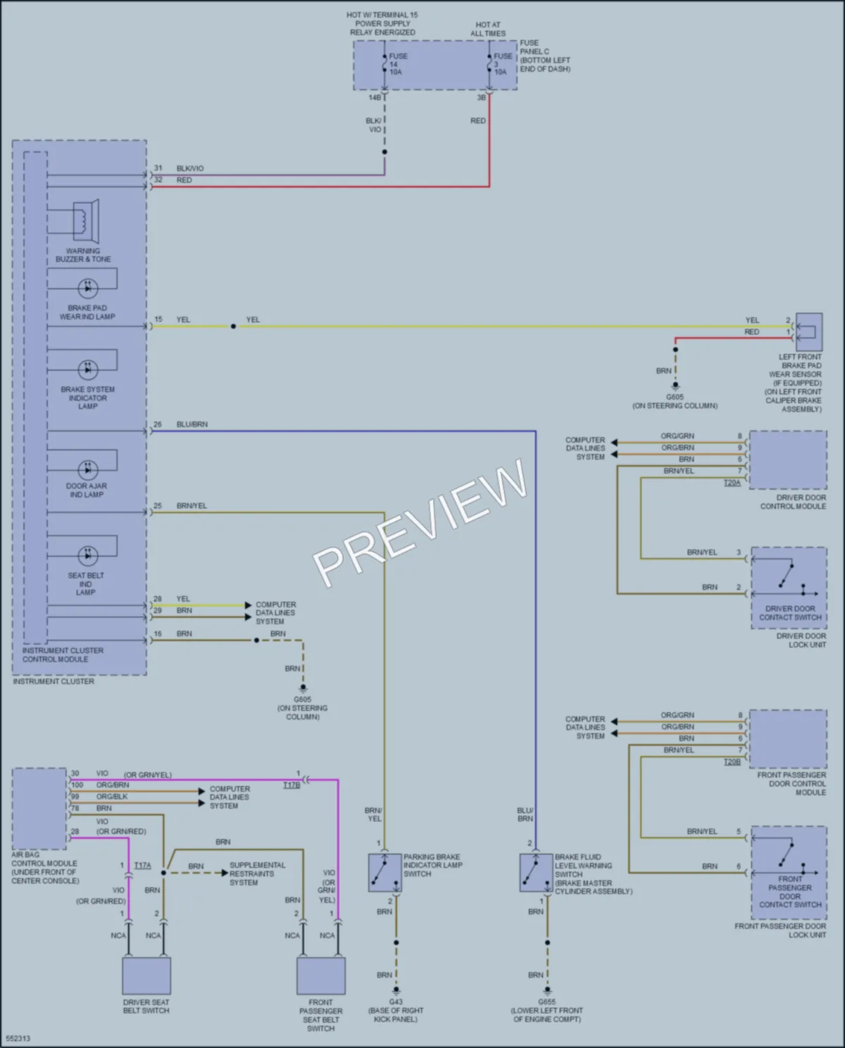 2017 Volkswagen GLI Warning Systems wiring diagram preview