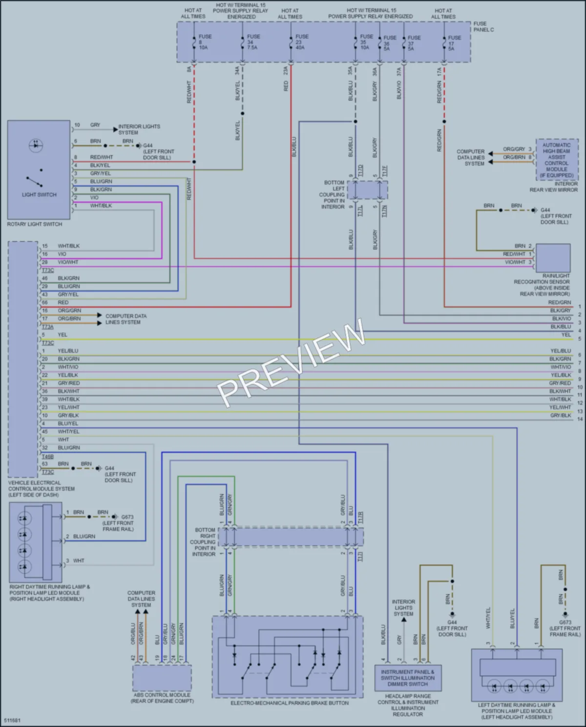 2017 Volkswagen Golf Headlights wiring diagram preview