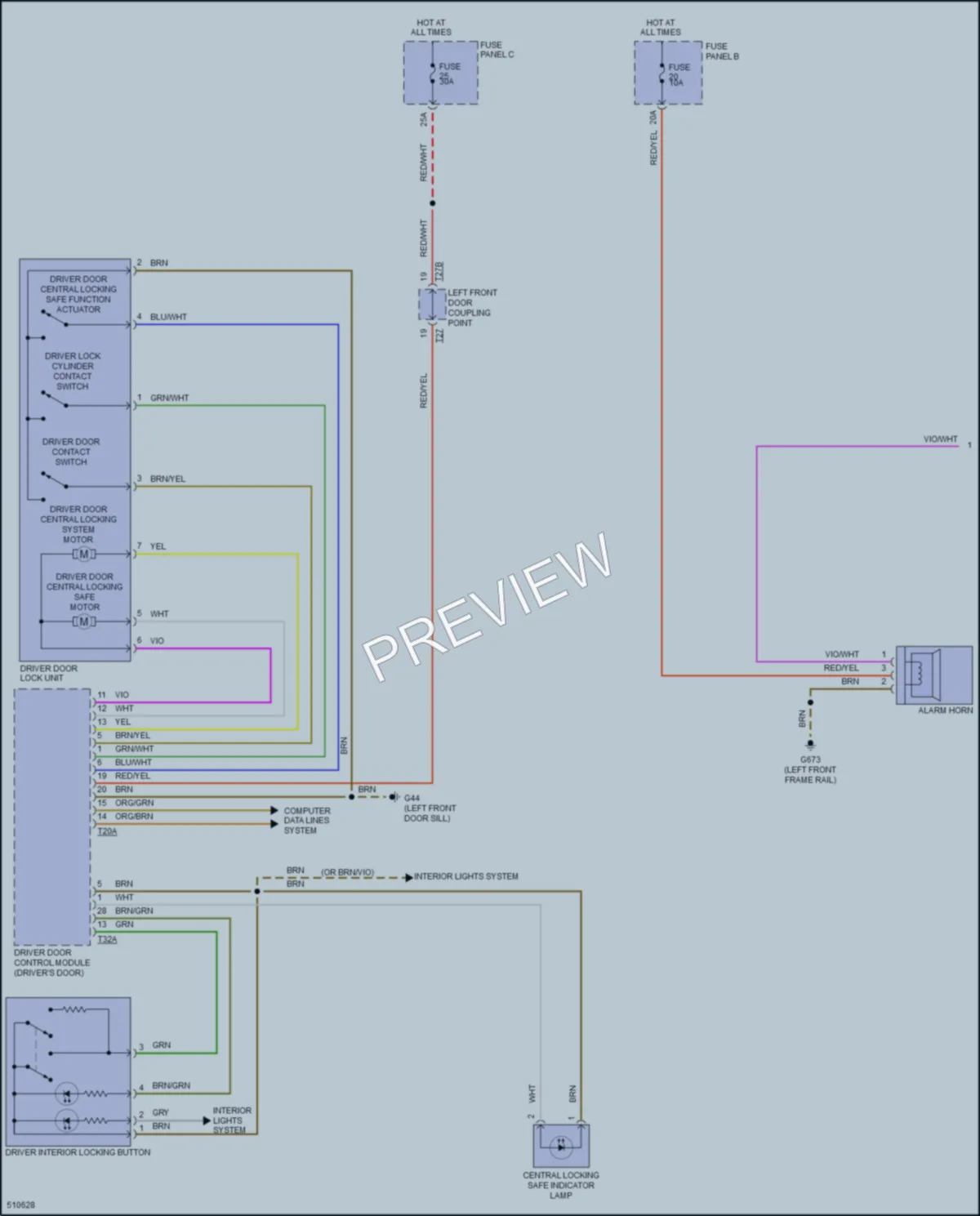 2017 Volkswagen Golf Power Door Locks wiring diagram preview