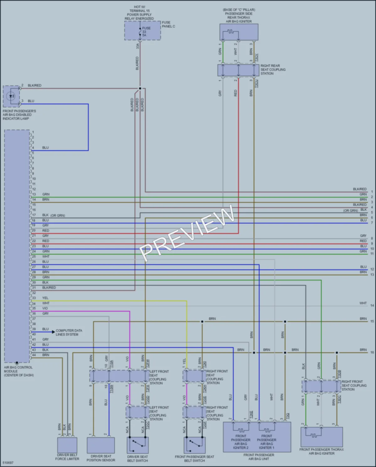 2017 Volkswagen Golf Supplemental Restraints wiring diagram preview