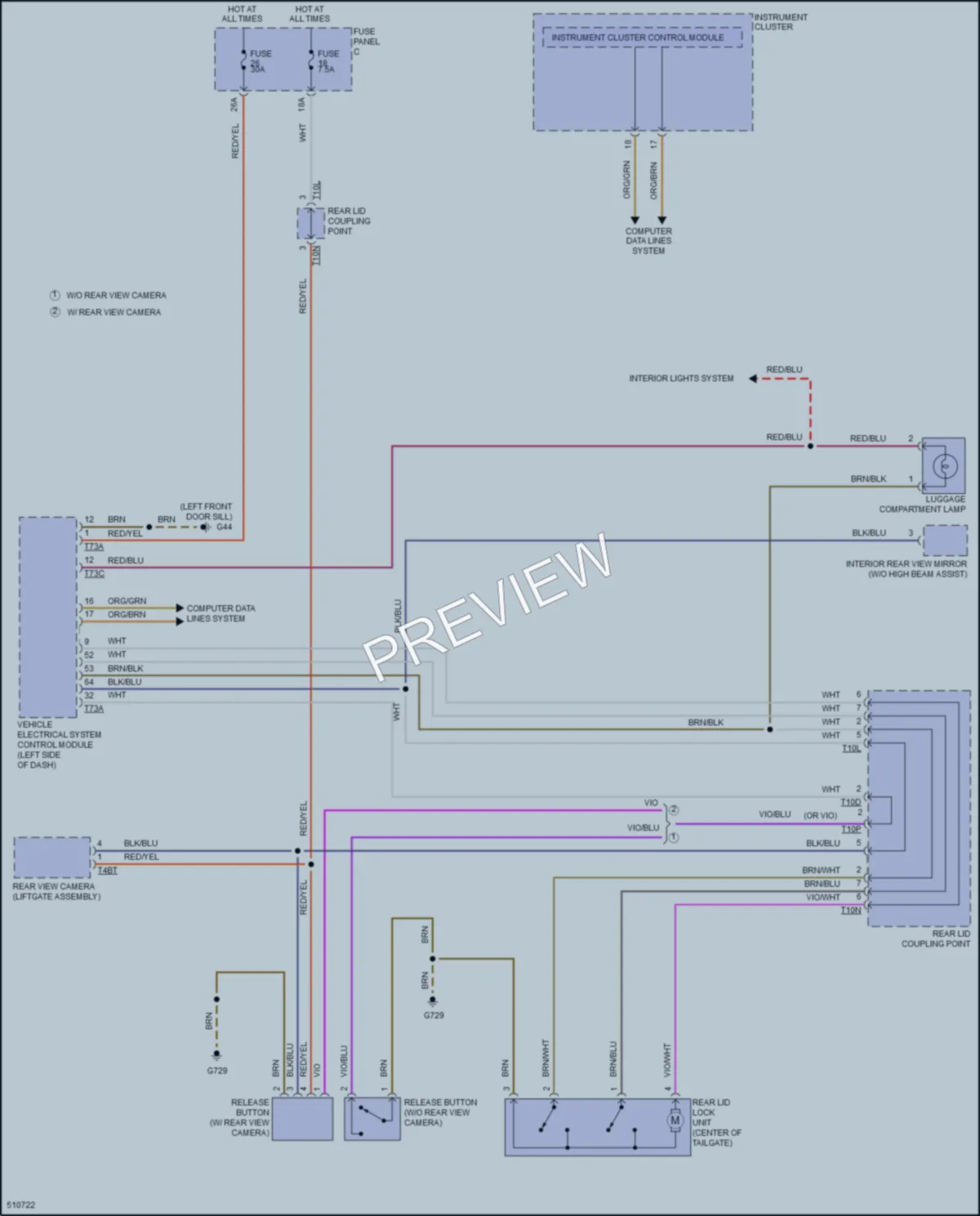 2017 Volkswagen Golf Trunk Tailgate Fuel Door wiring diagram preview