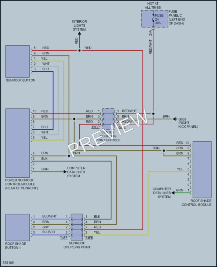 2017 Volkswagen GolfAlltrack Power Top Sunroof wiring diagram preview