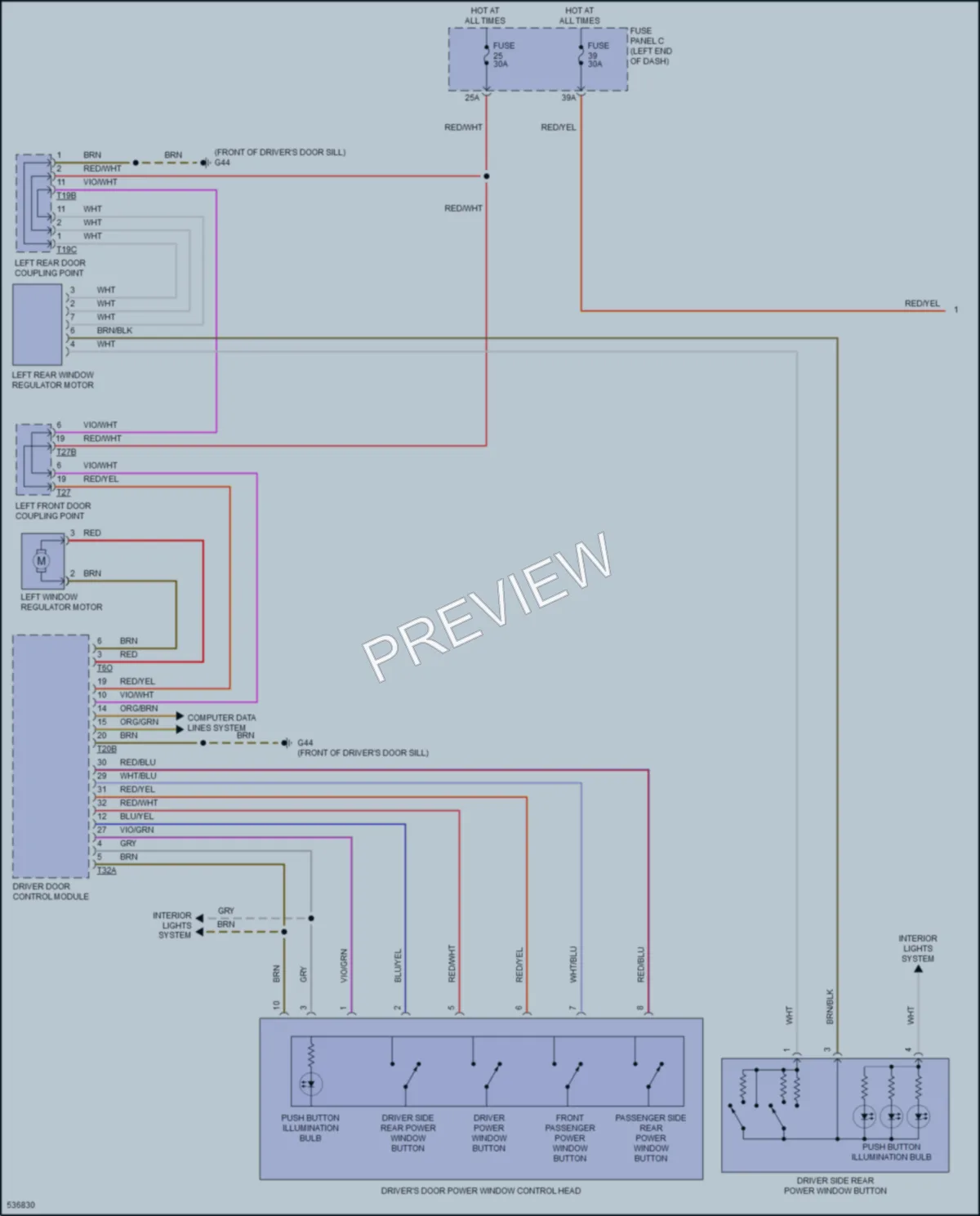 2017 Volkswagen GolfAlltrack Power Windows wiring diagram preview