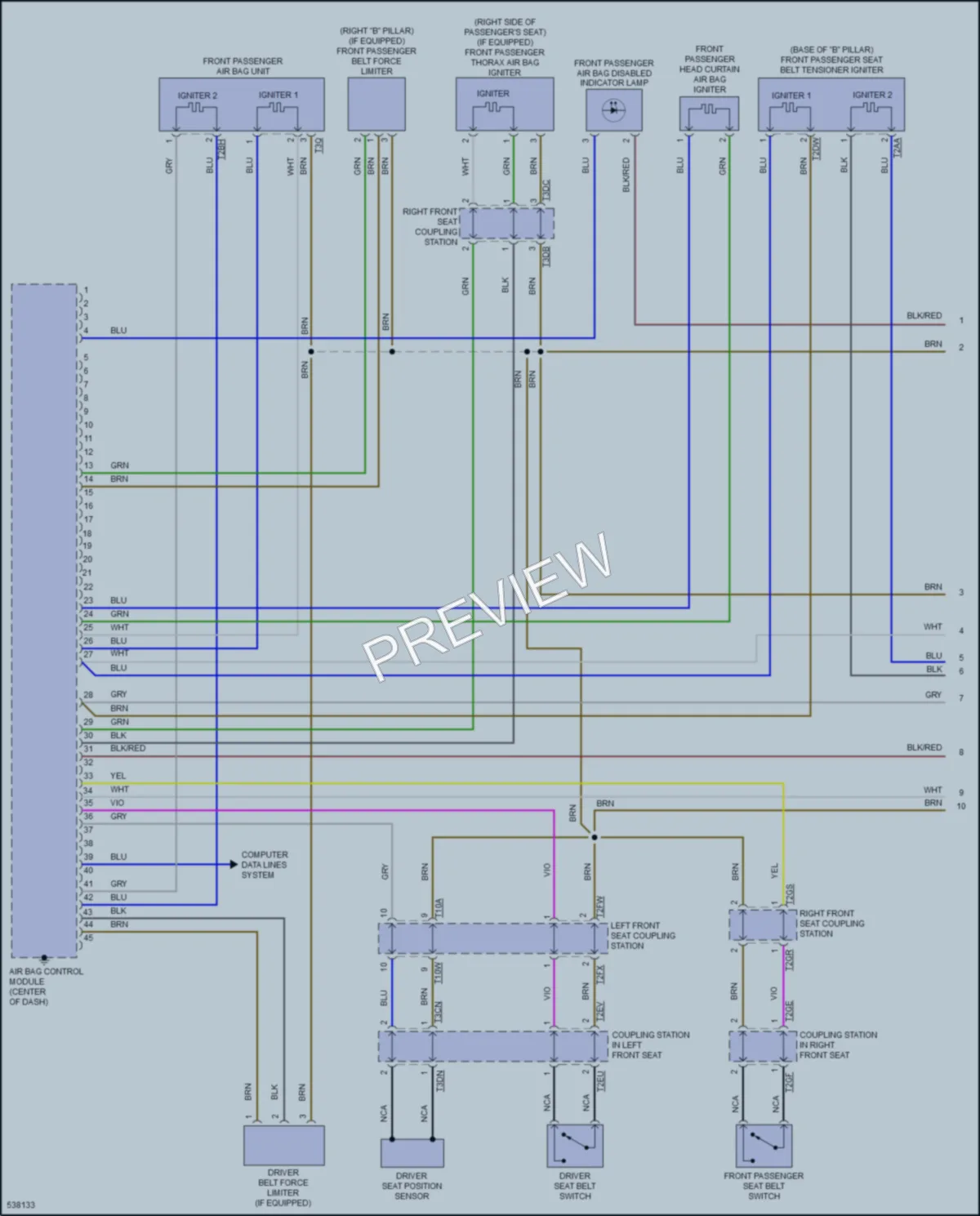 2017 Volkswagen GolfAlltrack Supplemental Restraints wiring diagram preview