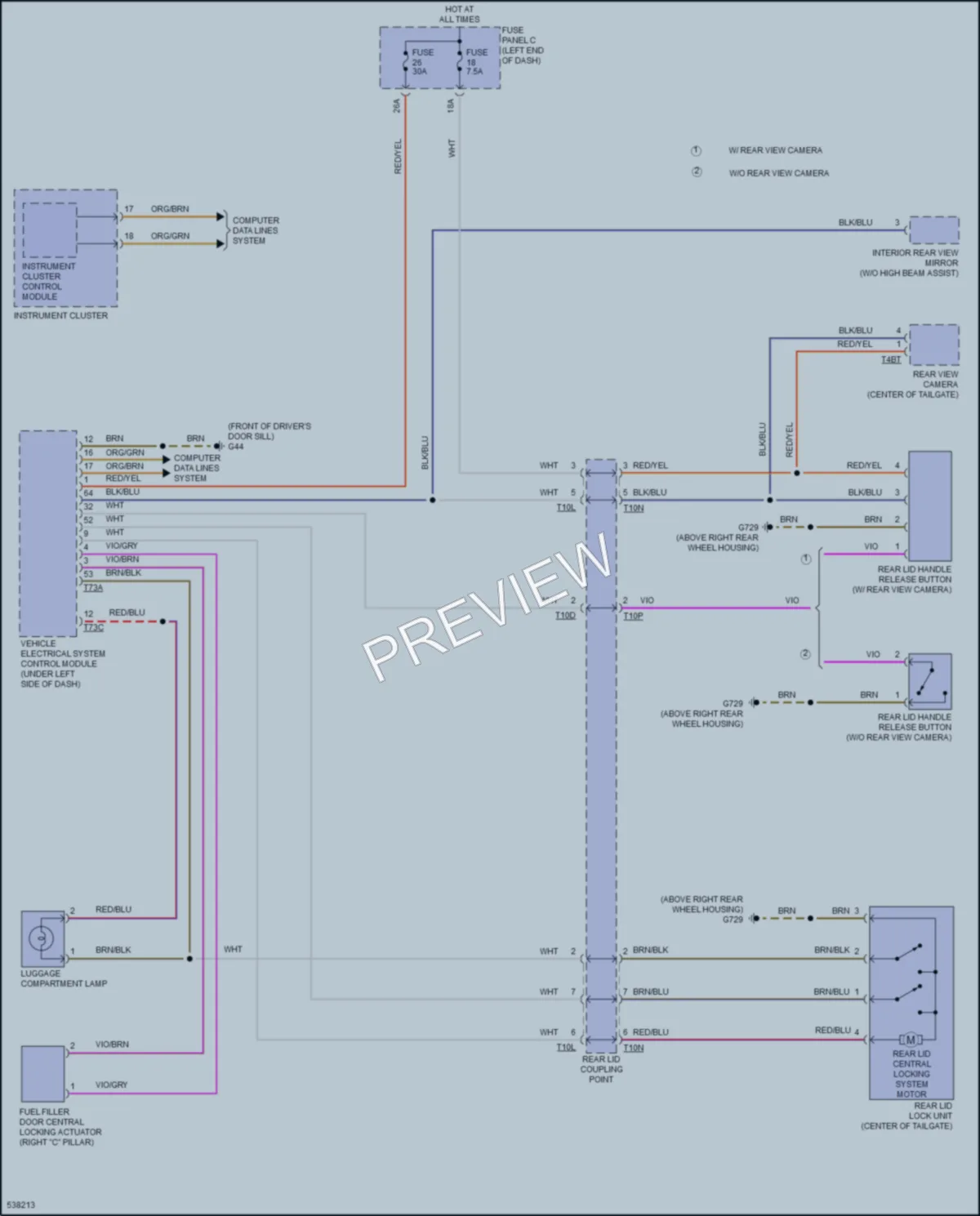 2017 Volkswagen GolfAlltrack Trunk Tailgate Fuel Door wiring diagram preview