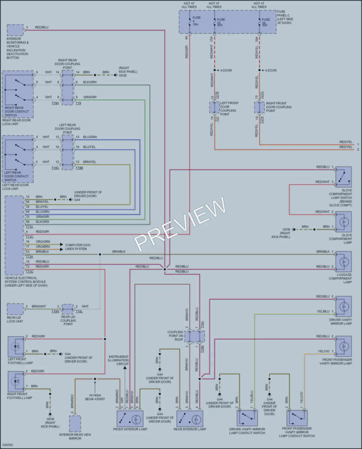 2017 Volkswagen GolfGTI Interior Lights wiring diagram preview