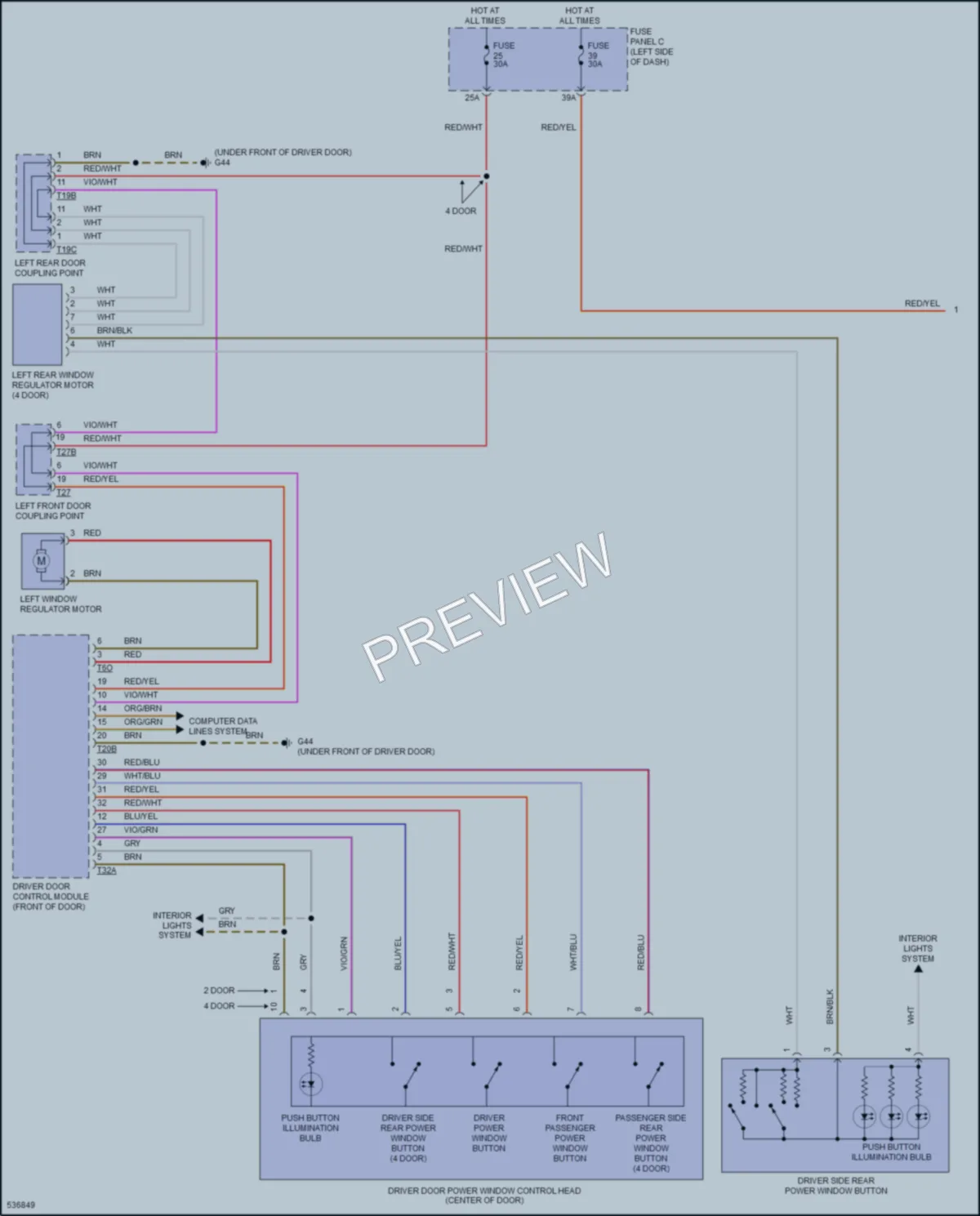 2017 Volkswagen GolfGTI Power Windows wiring diagram preview