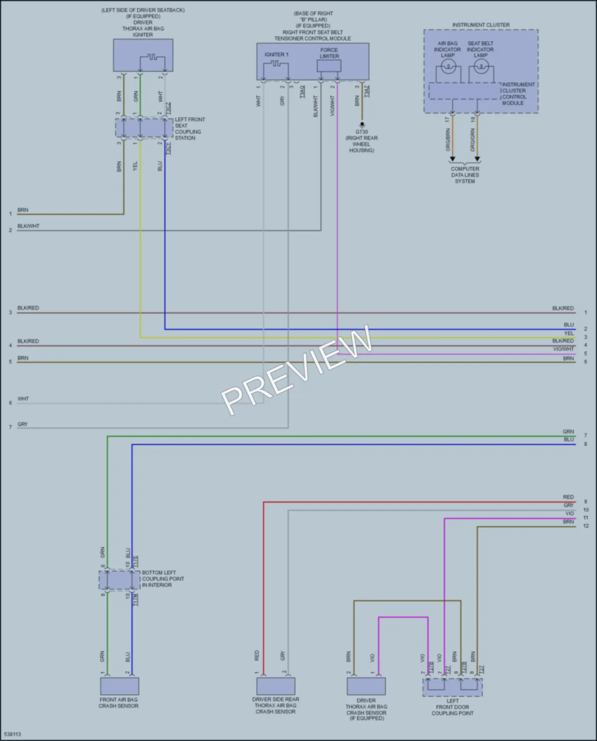 2017 Volkswagen GolfGTI Supplemental Restraints wiring diagram preview