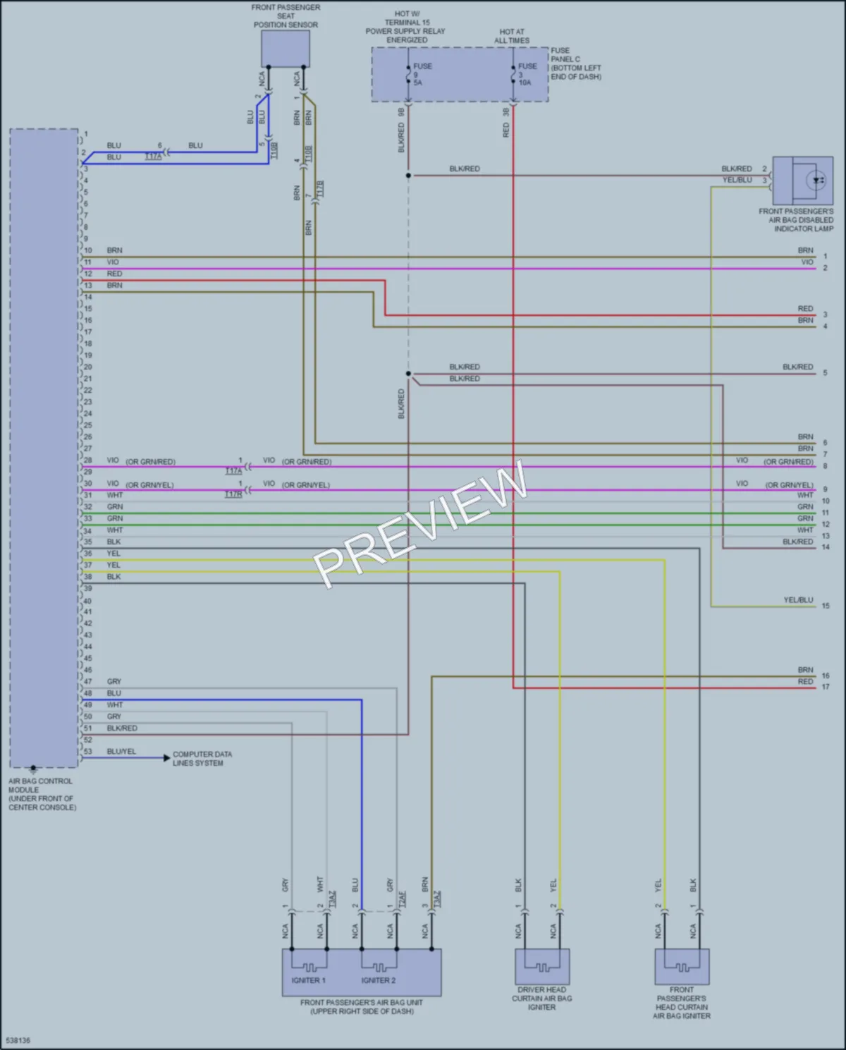 2017 Volkswagen Jetta Supplemental Restraints wiring diagram preview