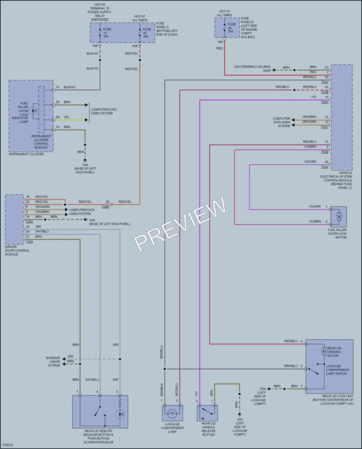 2017 Volkswagen Jetta Trunk Tailgate Fuel Door wiring diagram preview
