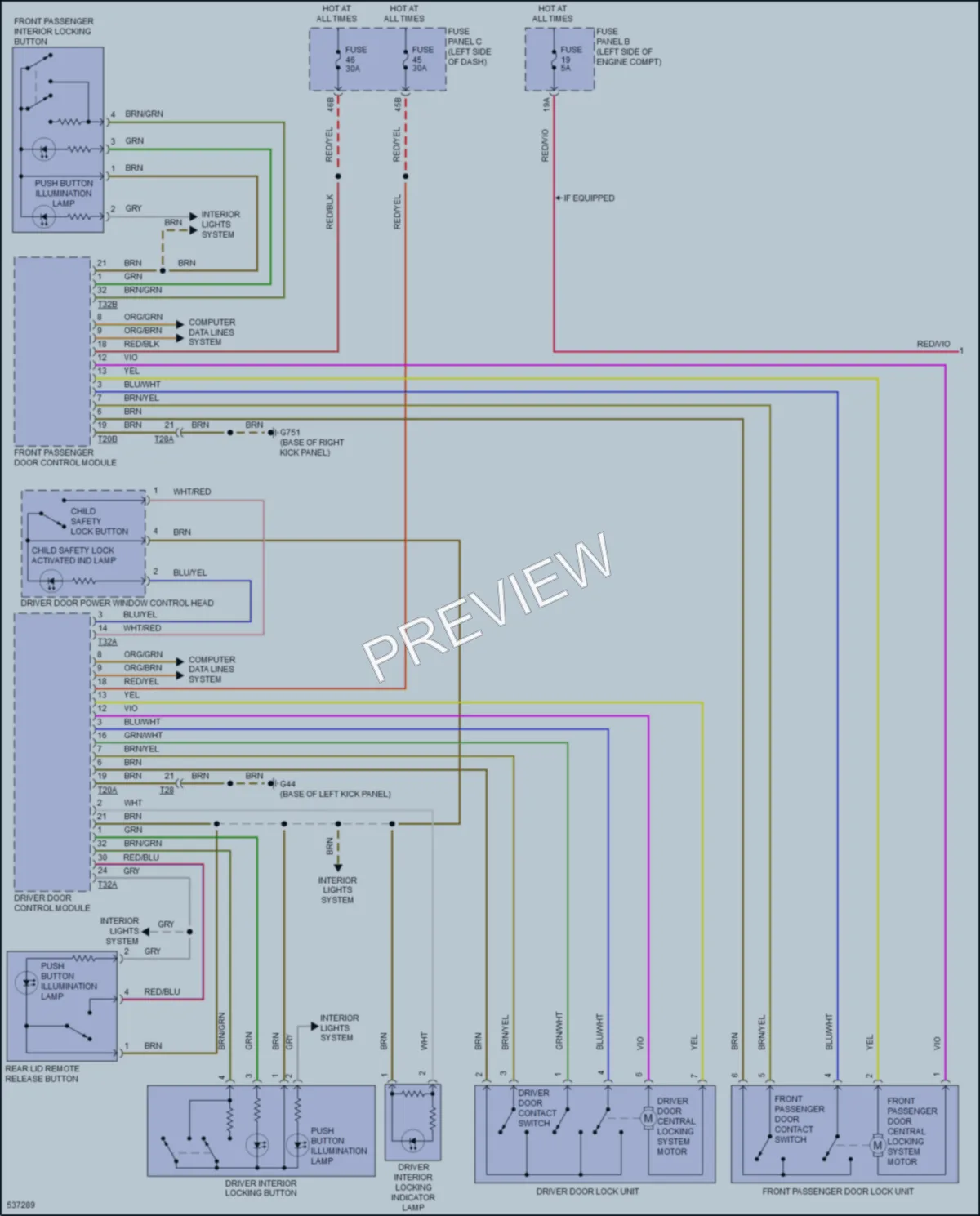 2017 Volkswagen Passat Power Door Locks wiring diagram preview