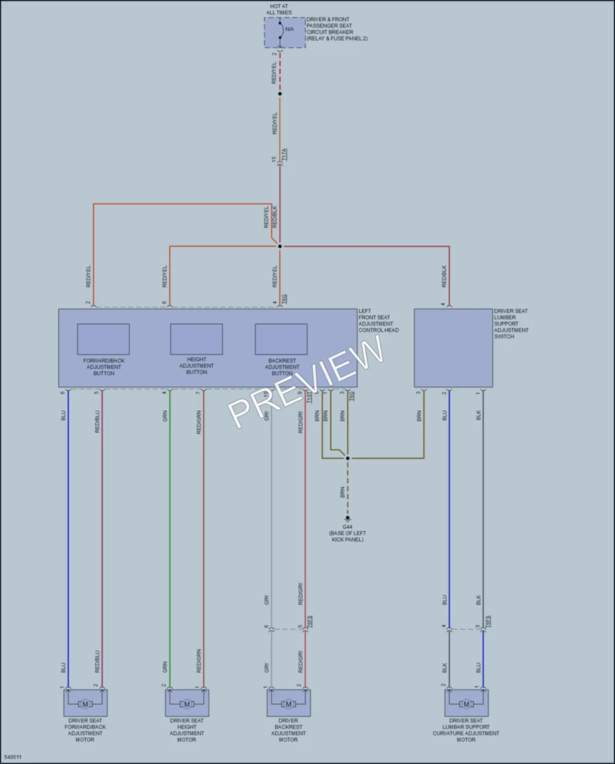 2017 Volkswagen Passat Power Seats wiring diagram preview