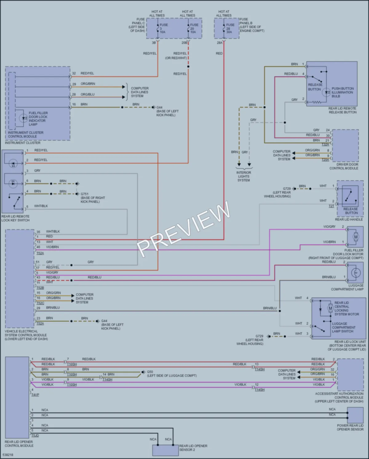 2017 Volkswagen Passat Trunk Tailgate Fuel Door wiring diagram preview