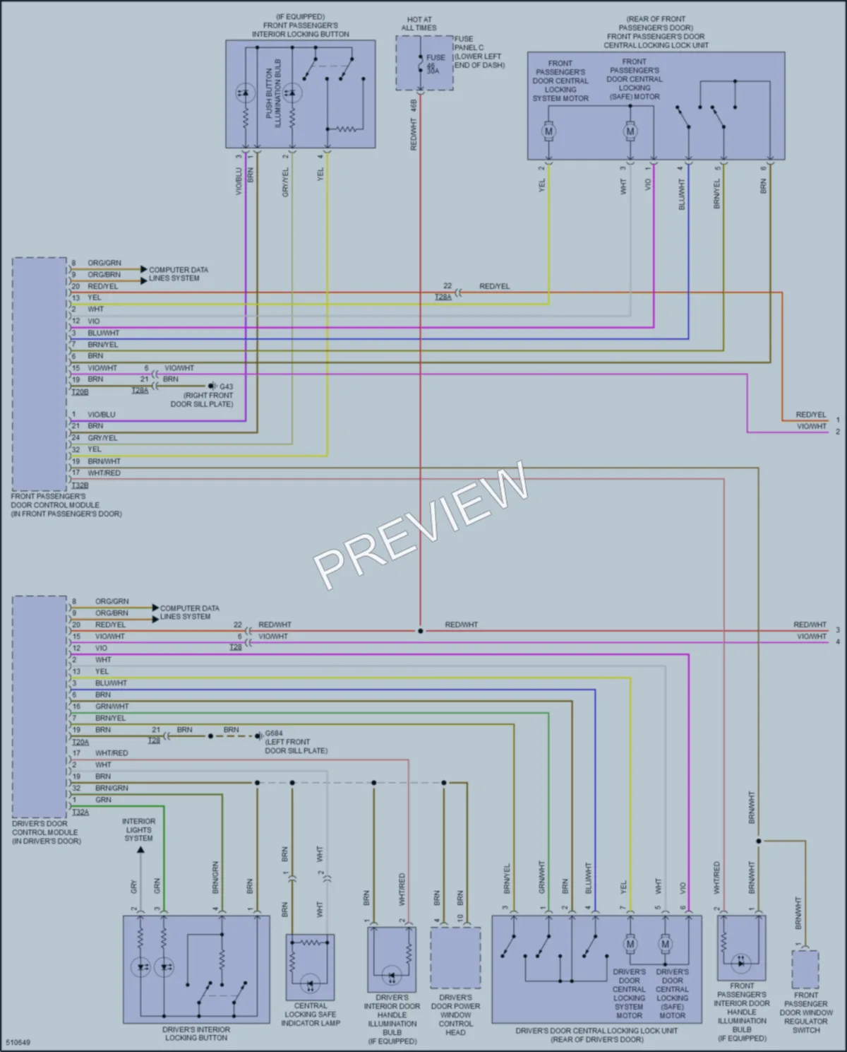 2017 Volkswagen Tiguan Power Door Locks wiring diagram preview