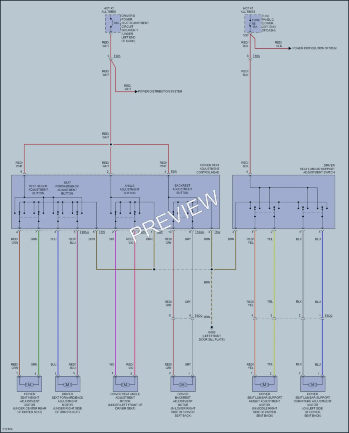 2017 Volkswagen TiguanLimited Power Seats wiring diagram preview