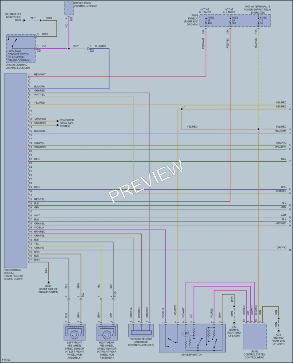 2017 Volkswagen Touareg Anti Lock Brakes wiring diagram preview