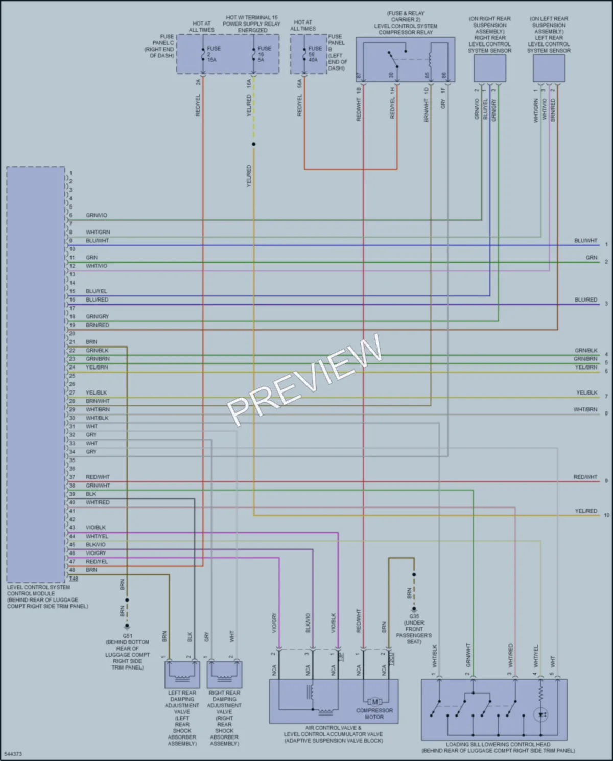 2017 Volkswagen Touareg Electronic Suspension wiring diagram preview
