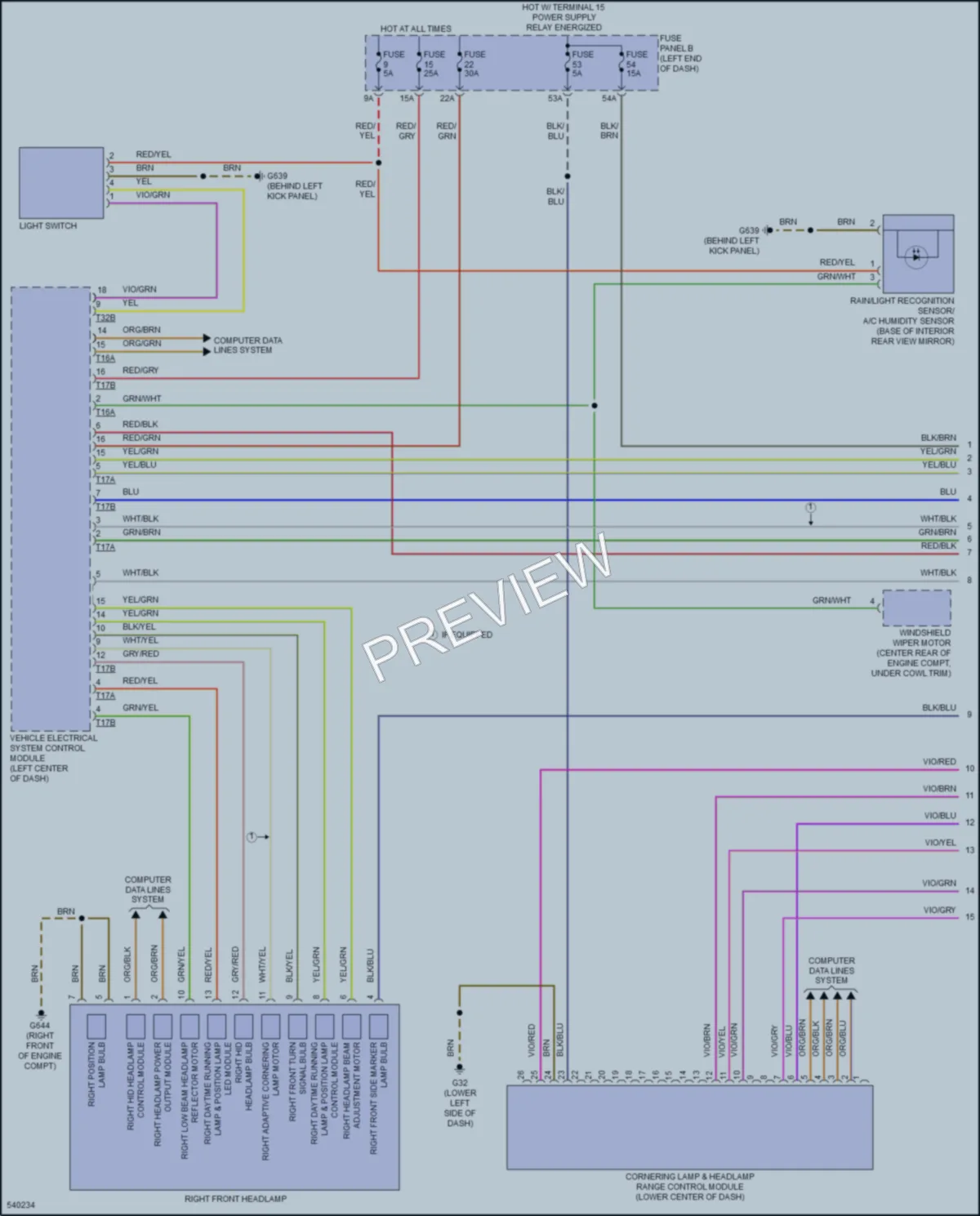 2017 Volkswagen Touareg Headlights wiring diagram preview