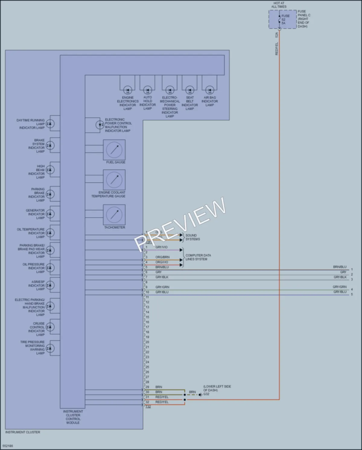 2017 Volkswagen Touareg Instrument Cluster wiring diagram preview