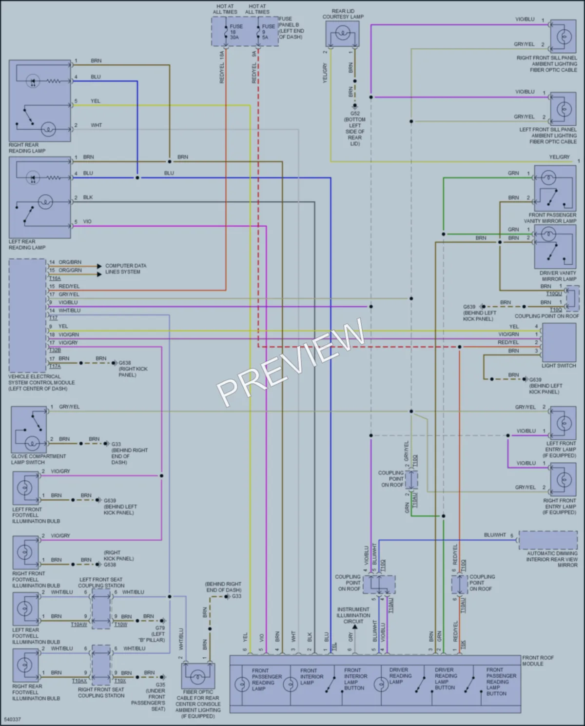 2017 Volkswagen Touareg Interior Lights wiring diagram preview