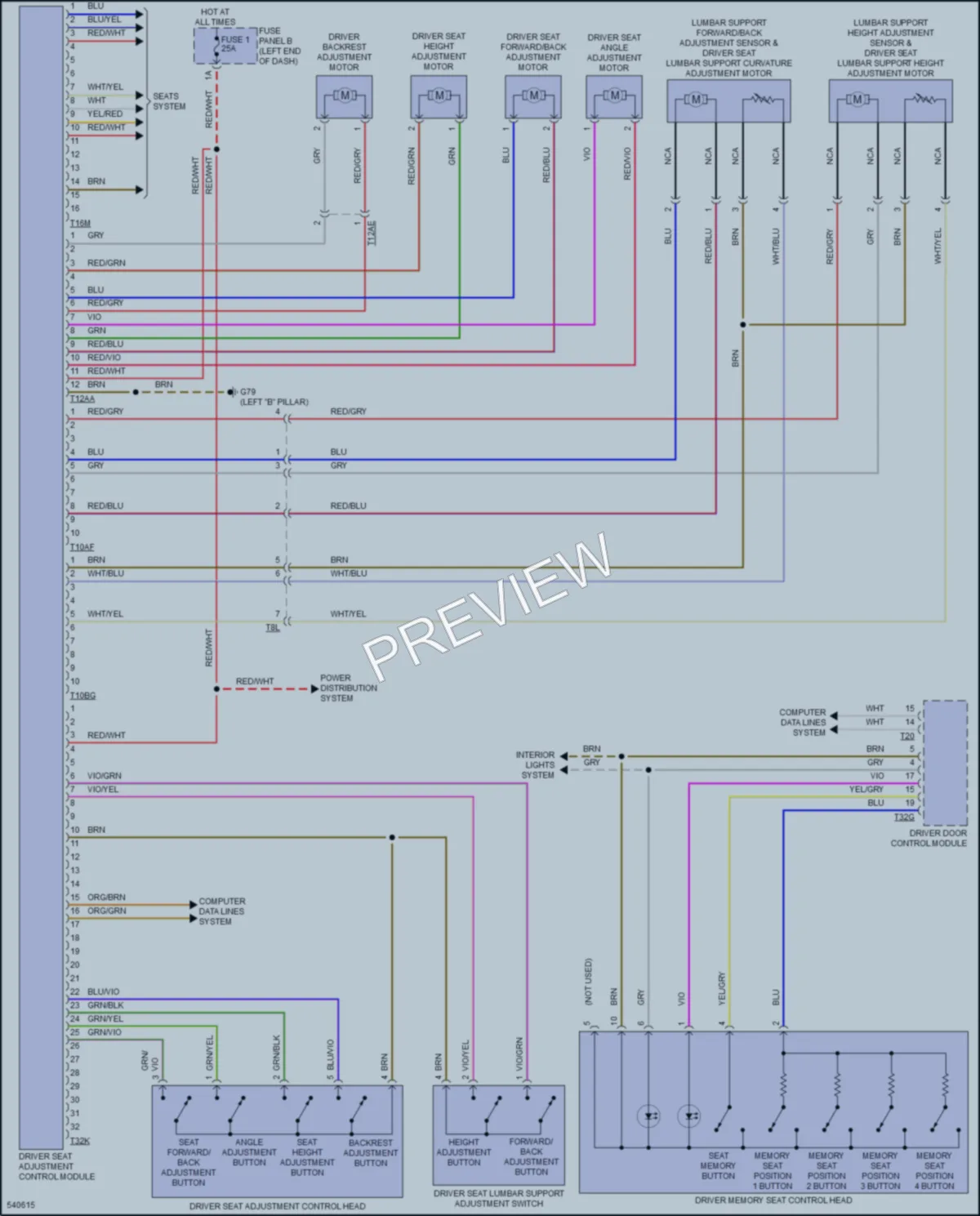 2017 Volkswagen Touareg Memory Systems wiring diagram preview