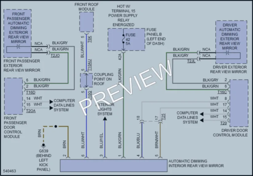 2017 Volkswagen Touareg Power Mirrors wiring diagram preview