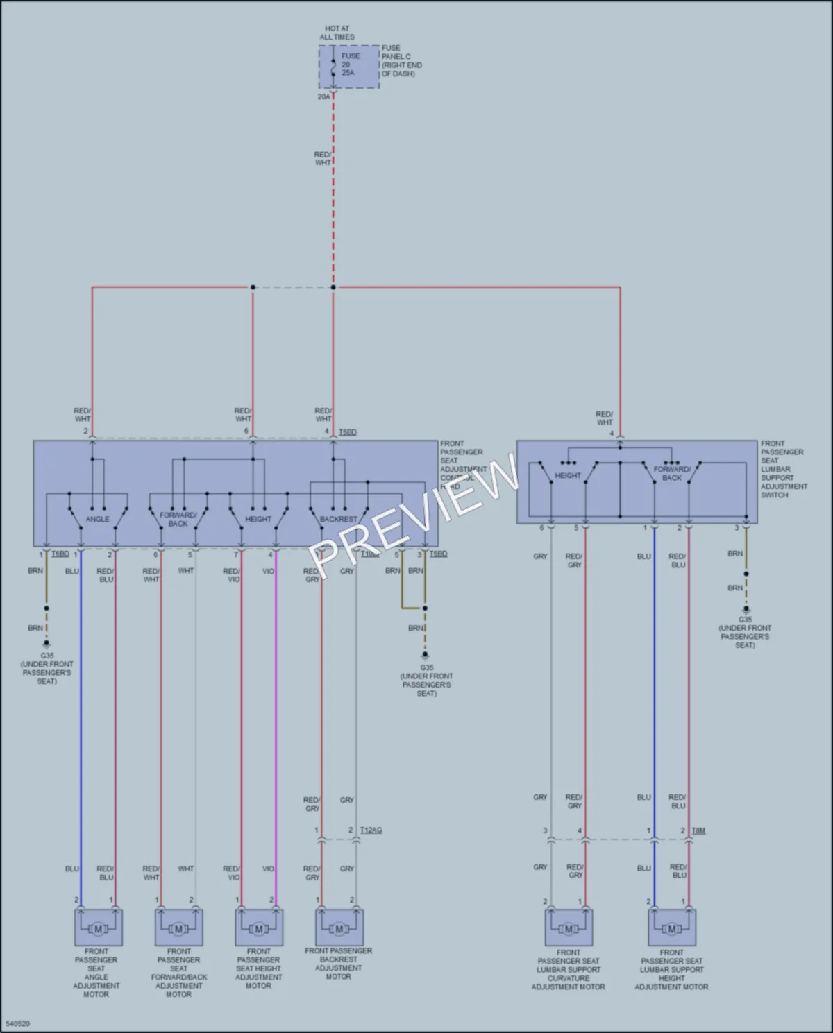 2017 Volkswagen Touareg Power Seats wiring diagram preview