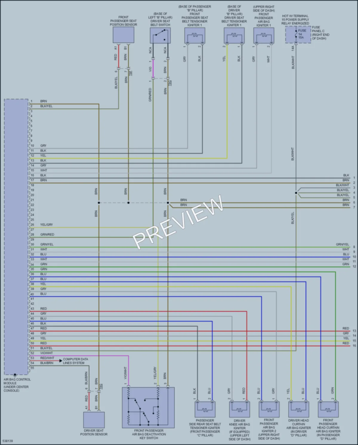 2017 Volkswagen Touareg Supplemental Restraints wiring diagram preview