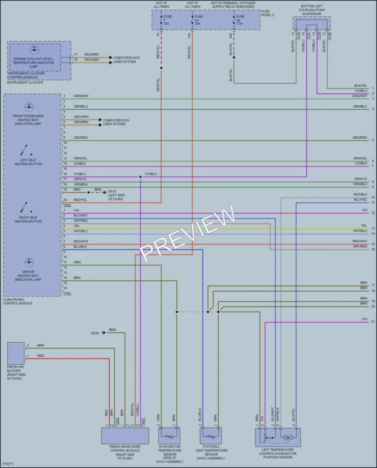 2017 Volkswagen eGolf Air Conditioning wiring diagram preview