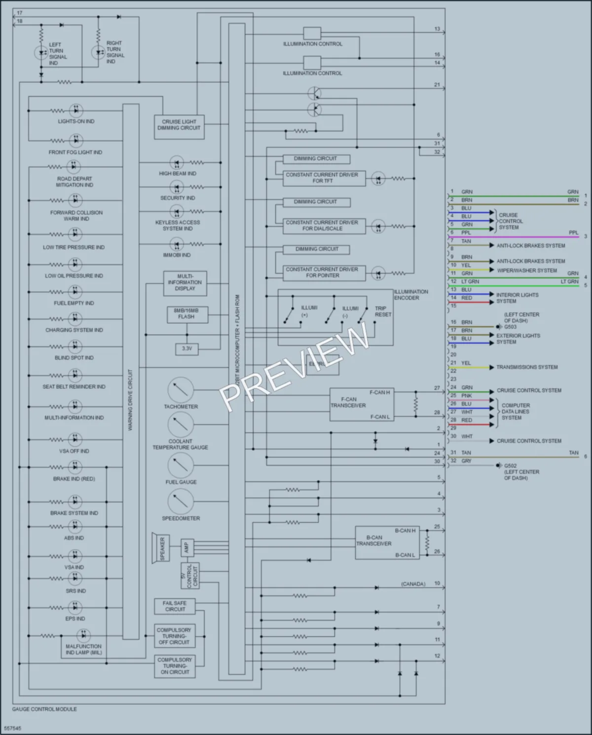 2018 Acura ILX Instrument Cluster wiring diagram preview