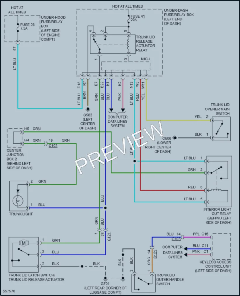 2018 Acura ILX Trunk Tailgate Fuel Door wiring diagram preview
