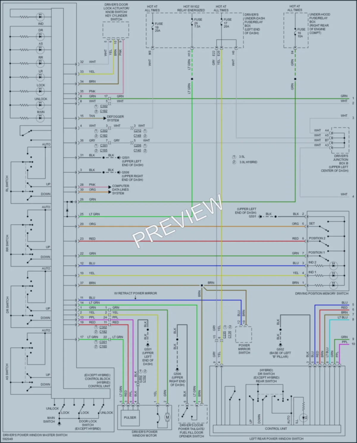 2018 Acura MDX Power Windows wiring diagram preview